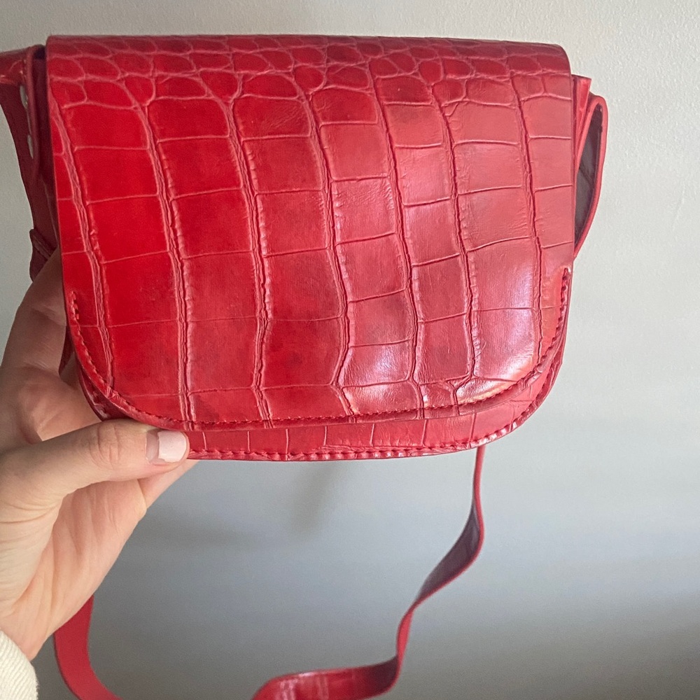 Urban Outfitters Red Crocodile-Embossed Crossbody Bag